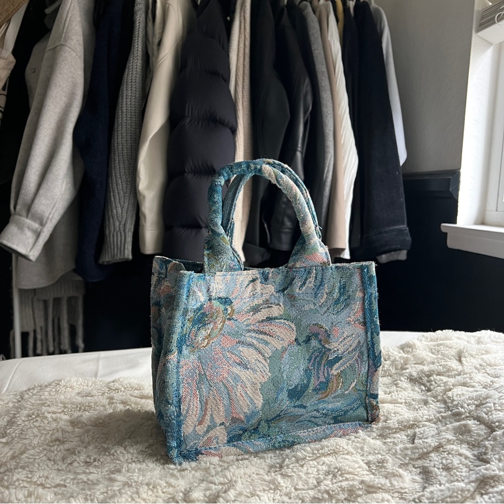 Vintage Style Fabric Mini Tote Bag